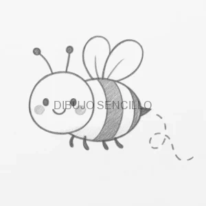🐝 Dibujo de una abejita feliz con alas transparentes, mejillas rosadas y rayas en el cuerpo, perfecta para colorear y aprender de forma divertida.