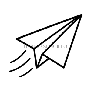 Dibujo de avión de papel volando con líneas de movimiento — ideal para ideas de dibujos aesthetic libres, creativos y juveniles.