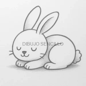 🐰 Dibujo de un conejito dormido con expresión tranquila y orejas grandes, estilo kawaii, ideal para colorear y actividades relajantes para niños.