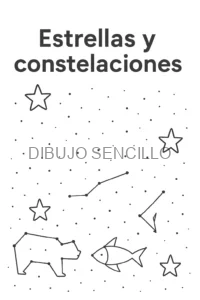 Dibujo en blanco y negro de estrellas y constelaciones con formas de oso y pez — perfecto para ideas de dibujos aesthetic.