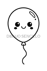 Globo sonriente con mejillas adorables y cordón curvo, perfecto para dibujos bonitos y fáciles para niños.
