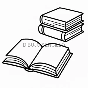 Dibujo en blanco y negro de libros abiertos y apilados — una opción ideal para ideas de dibujos aesthetic académicos o literarios.