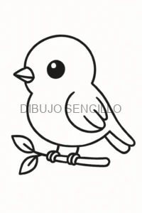 Pajarito adorable sobre una rama en estilo de línea gruesa — una opción encantadora para ideas de dibujos aesthetic naturales y tiernos