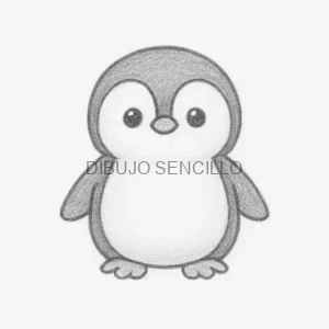 🐧 Dibujo de un pingüino bebé estilo kawaii con cuerpo redondito y ojos grandes, ideal para colorear y actividades infantiles creativas.