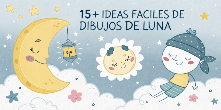 15+ Ideas Fáciles de Dibujos de Luna