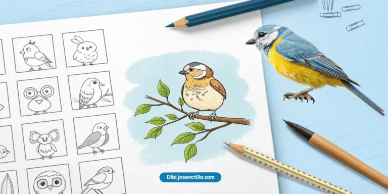 15 ideas fáciles de dibujos de pájaros para principiantes con aves simples, caricaturescas y paso a paso
